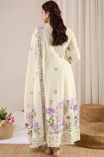 Women Floral Printed Regular Pure Cotton Kurta with Trousers & With Dupatta