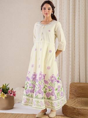 Women Floral Printed Regular Pure Cotton Kurta with Trousers & With Dupatta 6
