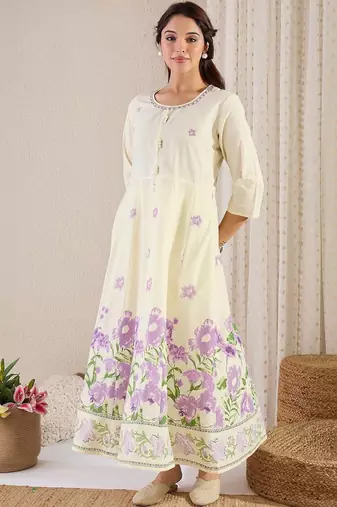 Women Floral Printed Regular Pure Cotton Kurta with Trousers & With Dupatta