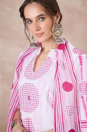Women Printed Regular Pure Cotton Kurta with Trousers & With Dupatta