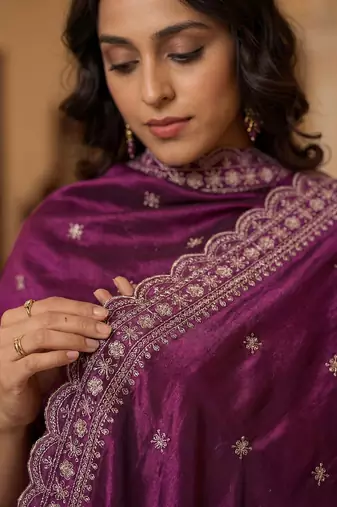 Women Ethnic Motifs Embroidered Regular Thread Work Kurta with Trousers & With Dupatta