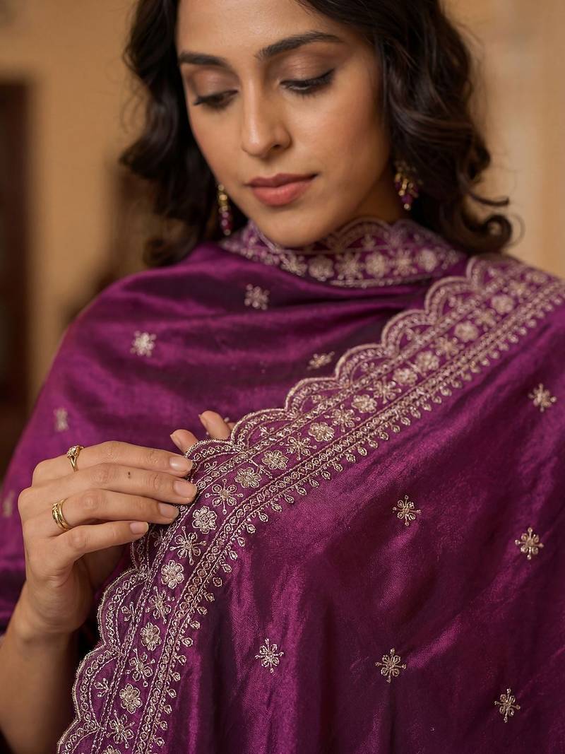 Women Ethnic Motifs Embroidered Regular Thread Work Kurta with Trousers & With Dupatta