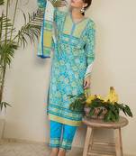 Women Floral Printed Regular Mirror Work Pure Cotton Kurta with Trousers & With Dupatta