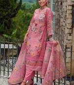 Women Floral Printed Regular Thread Work Linen Kurta with Trousers & With Dupatta