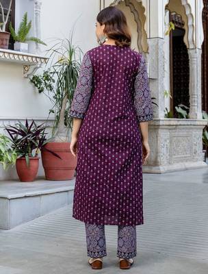 Women Ethnic Motifs Printed Regular Pure Cotton Kurta with Trousers & With Dupatta 4