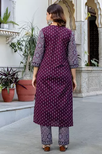Women Ethnic Motifs Printed Regular Pure Cotton Kurta with Trousers & With Dupatta