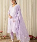 Women Ethnic Motifs Embroidered Regular Thread Work Pure Cotton Kurta with Trousers & With Dupatta