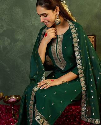 Women Ethnic Motifs Regular Kurta with Trousers & With Dupatta 1