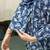 AZURE BLOOM HAND-PRINTED FLORAL SHORT COTTON KURTI WITH BELL SLEEVES