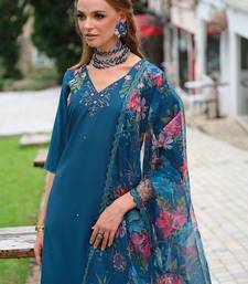 Women Floral Embroidered Regular Thread Work Liva Kurta with Trousers & With Dupatta
