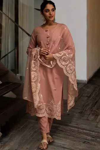 Women Ethnic Motifs Embroidered Regular Thread Work Pure Cotton Kurta with Trousers & With Dupatta