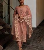Women Ethnic Motifs Embroidered Regular Thread Work Pure Cotton Kurta with Trousers & With Dupatta