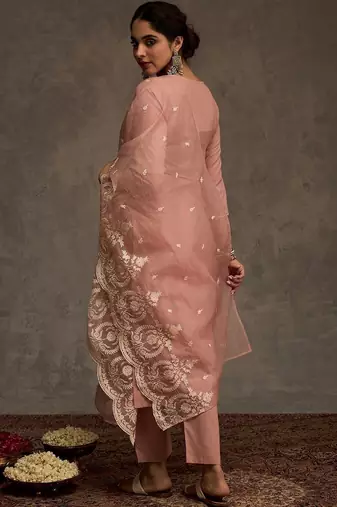 Women Ethnic Motifs Embroidered Regular Thread Work Pure Cotton Kurta with Trousers & With Dupatta