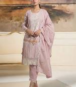 Women Floral Embroidered Regular Thread Work Pure Cotton Kurta with Trousers & With Dupatta
