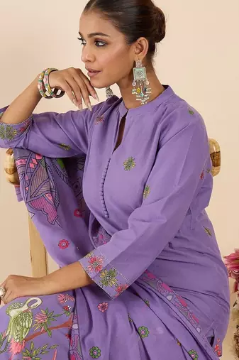 Women Ethnic Motifs Printed Regular Pure Cotton Kurta with Trousers & With Dupatta