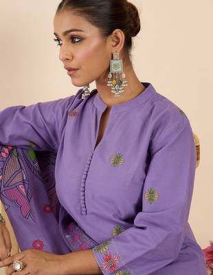 Women Ethnic Motifs Printed Regular Pure Cotton Kurta with Trousers & With Dupatta 5