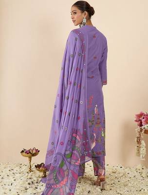 Women Ethnic Motifs Printed Regular Pure Cotton Kurta with Trousers & With Dupatta 7