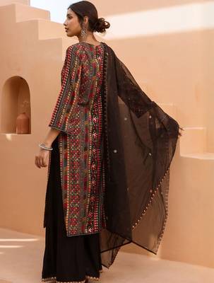 Women Ethnic Motifs Embroidered Regular Mirror Work Kurta with Palazzos & Dupatta 5
