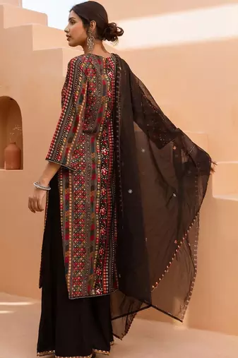 Women Ethnic Motifs Embroidered Regular Mirror Work Kurta with Palazzos & Dupatta