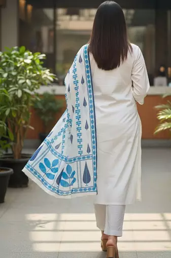 Women Ethnic Motifs Printed Regular Pure Cotton Kurta with Trousers & With Dupatta