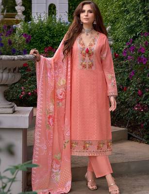 women embroidered straight kurta trousers with dupatta set 1