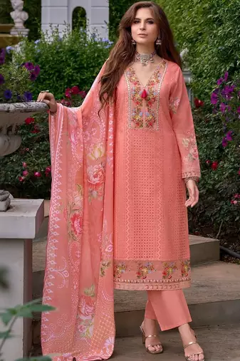 Women Embroidered Straight Kurta Trousers With Dupatta set