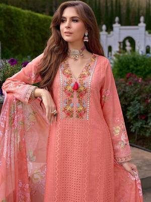 women embroidered straight kurta trousers with dupatta set 2