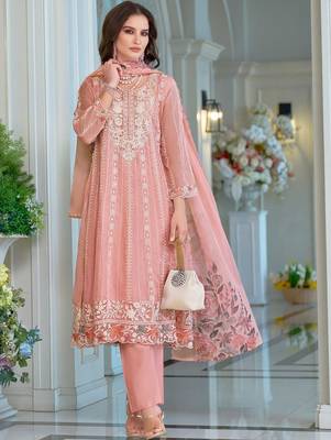 Women Ethnic Motifs Embroidered Regular Thread Work Kurta with Trousers & With Dupatta 1