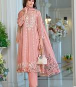 Women Ethnic Motifs Embroidered Regular Thread Work Kurta with Trousers & With Dupatta