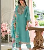 Women Ethnic Motifs Embroidered Kurta with Trousers & Dupatta