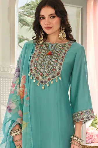 Women Ethnic Motifs Embroidered Kurta with Trousers & Dupatta