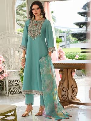 Women Ethnic Motifs Embroidered Kurta with Trousers & Dupatta 3