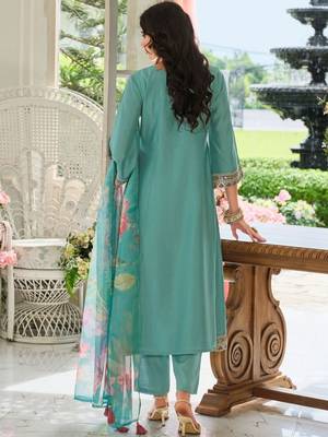 Women Ethnic Motifs Embroidered Kurta with Trousers & Dupatta 4