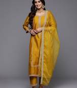 Ethnic Motifs Embroidered Regular Thread Work Kurta With Trouser And Dupatta
