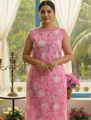 Women Floral Printed Straight Pure Cotton Kurta with Trousers 2