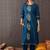 Printed Round Neck Thread Work Pure Cotton Straight Kurta With Trousers & Dupatta