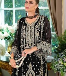Ethnic Motifs Embroidered V-Neck Straight Kurta With Trousers & Dupatta