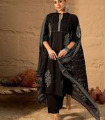 Women Ethnic Motifs Embroidered Pure Cotton A-Line Kurta with Trouser & Dupatta