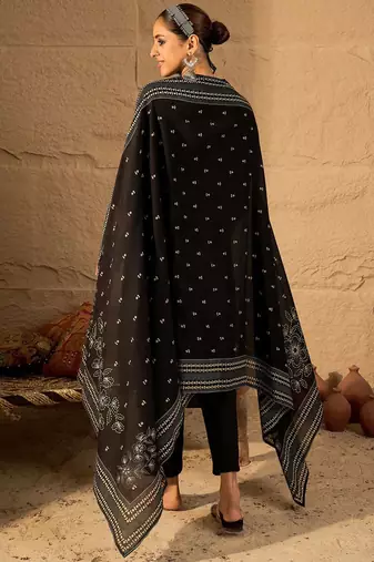 Women Ethnic Motifs Embroidered Pure Cotton A-Line Kurta with Trouser & Dupatta