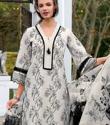 floral embroidered regular thread work  cotton kurta & trousers with dupatta