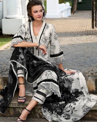 Floral Embroidered Regular Thread Work Pure Cotton Kurta & Trousers With Dupatta 6