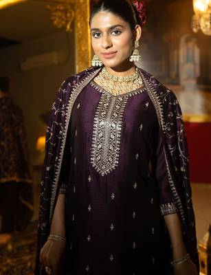 Women Ethnic Motifs Embroidered Regular Kurta with Trousers & With Dupatta 2