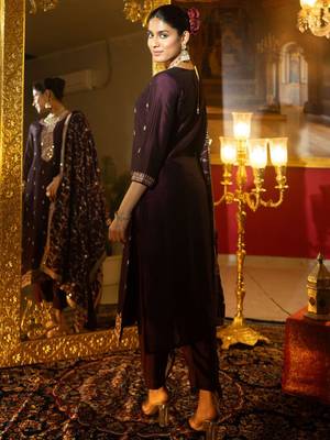 Women Ethnic Motifs Embroidered Regular Kurta with Trousers & With Dupatta 5