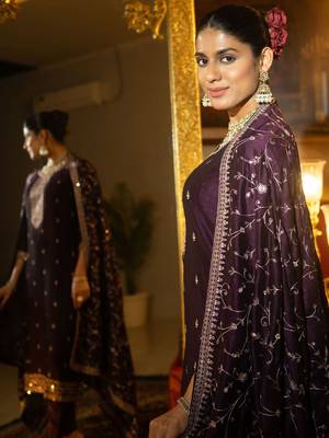 Women Ethnic Motifs Embroidered Regular Kurta with Trousers & With Dupatta 6
