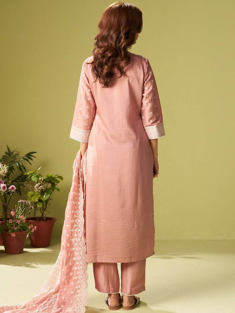Women Ethnic Motifs Embroidered Thread Work Kurta with Trousers & Dupatta