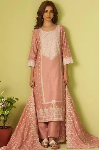 Women Ethnic Motifs Embroidered Thread Work Kurta with Trousers & Dupatta