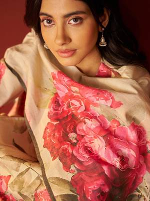 Floral Printed Notch-Neck Straight Kurta With Trousers And Dupatta 7