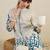 Ethnic Motifs Printed Thread Work Mandarin Collar A-Line Kurta With Trousers