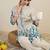 Ethnic Motifs Printed Thread Work Mandarin Collar A-Line Kurta With Trousers