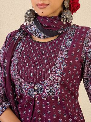 Women Ethnic Motifs Printed Pure Cotton Kurta with Trousers & Dupatta Kurta Sets 3